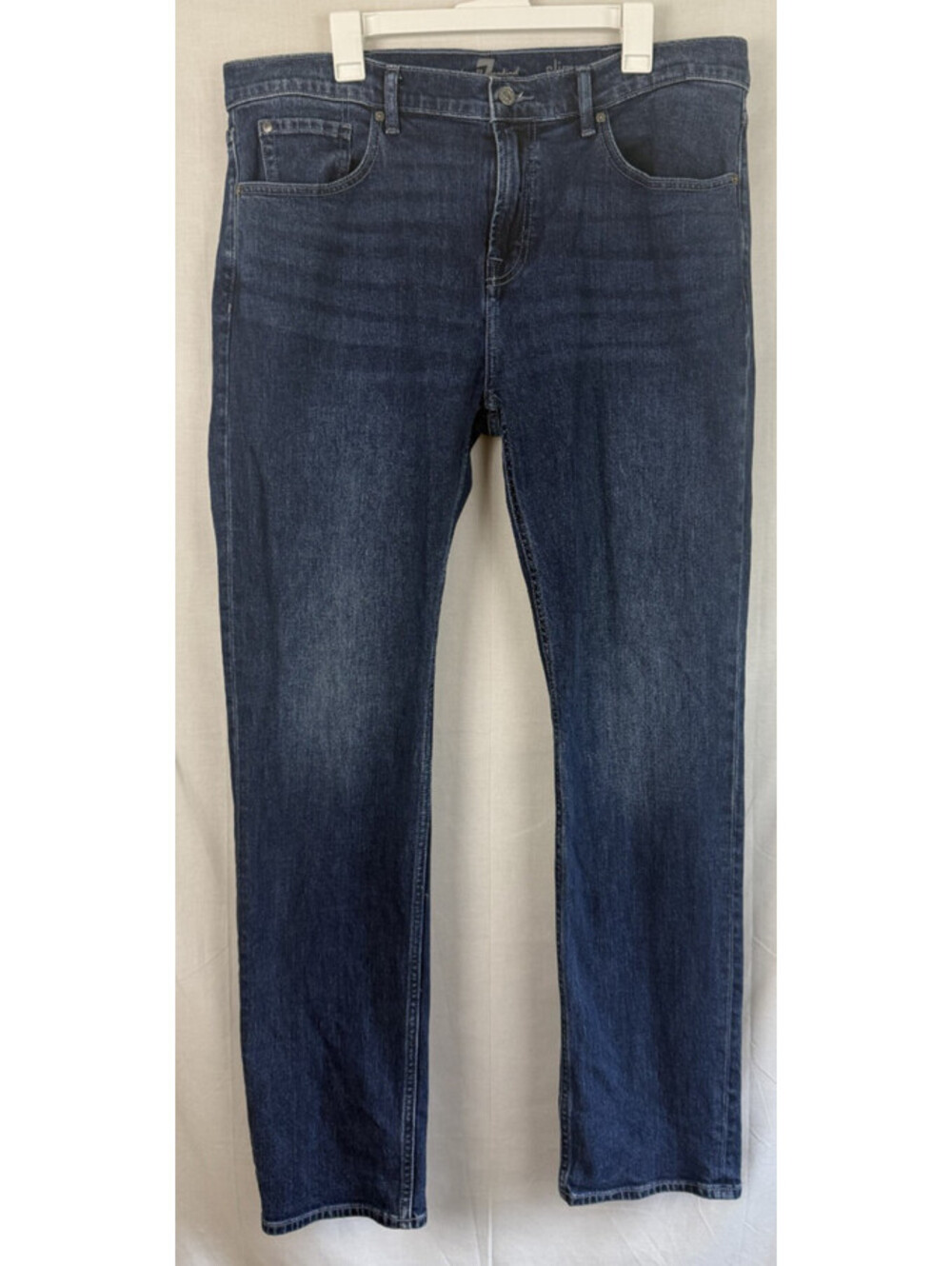 7 For All Mankind Mens 38x32 Slimmy Jeans Medium Wash Whiskered Stretch Denim
